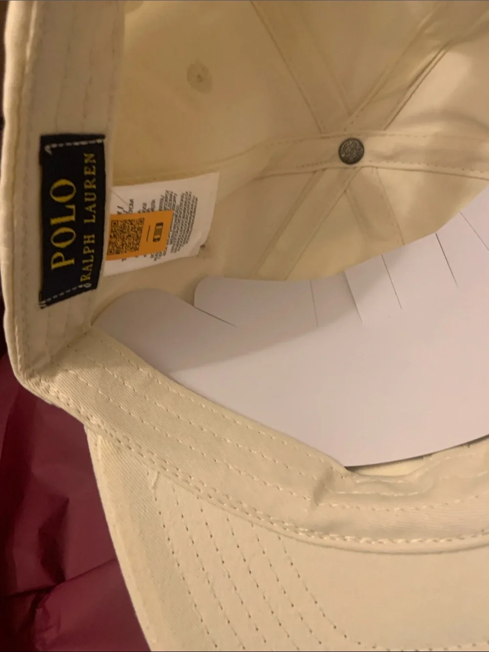 Ralph Lauren Cream Baseball Cap with Gold Pony Embroidery